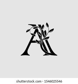 Luxury Tropical Nature Leaves letter A logo. Simple Vector design concept logo icon letter A with tropical leaves for luxuries business, hotel, wedding service and more business identity.