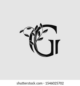 Luxury Tropical Nature Leaves letter G  logo. Simple Vector design concept logo icon letter G with tropical leaves for luxuries business, hotel, wedding service and more business identity.