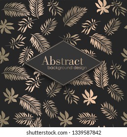 luxury tropical pattern . gold on dark background