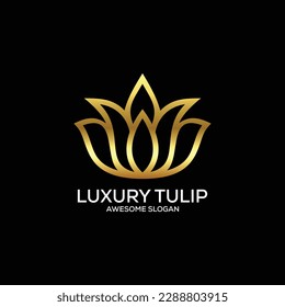 luxury tulip logo design line art