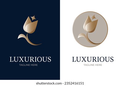 luxury tulip logo design template perfect  for beauty cosmetics and clinic