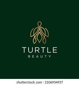 Luxury turtle line logo design template