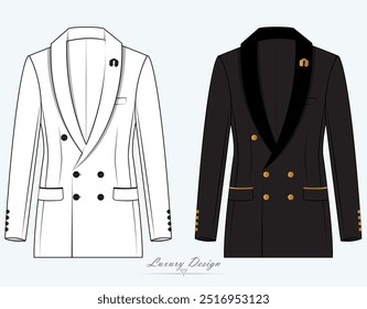 luxo smoking Jacket design vetor ilustração