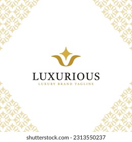 Luxury U letter simple logo with luminous flower concept