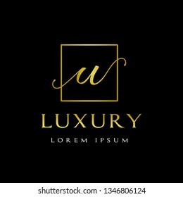 Luxury U Letter vector  template logo. This font with gold and beautiful design, suitable for jewelry, cosmetic and brand.  