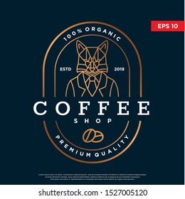 luxury  and unique coffee logo. with fox to be the mascot. modern icon, template design