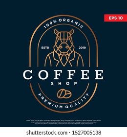 luxury  and unique coffee logo. with hippo to be the mascot. modern icon, template design