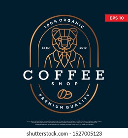 luxury  and unique coffee logo. with panda to be the mascot. modern icon, template design
