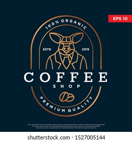 luxury  and unique coffee logo. with pig to be the mascot. modern icon, template design