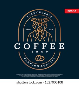 luxury  and unique coffee logo. with pitbull to be the mascot. modern icon, template design