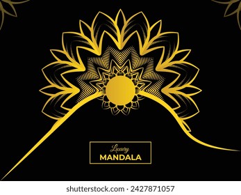 Diseño de diseño de mandalas de lujo y estilo único con fondo negro.