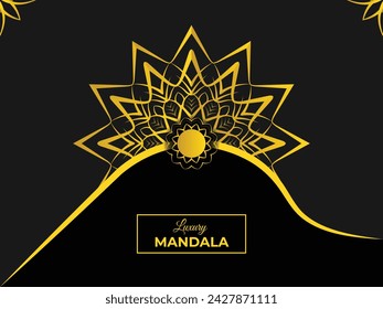 Luxus und einzigartiger Stil Mandala Muster Design mit schwarzem Hintergrund.