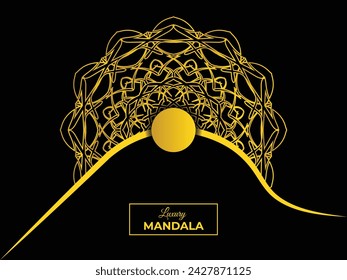 Diseño de diseño de mandalas de lujo y estilo único con fondo negro.