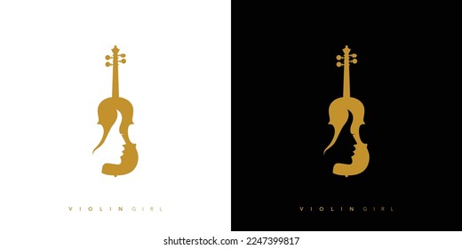 Luxury and unique violin girl logo design