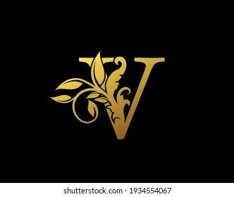 Luxury V Letter Design. Graceful Ornate Icon Vector Design. Vintage drawn emblem for book design, brand name, business card, Restaurant, Boutique, Hotel.