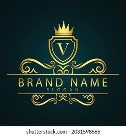 luxury V letter logo design