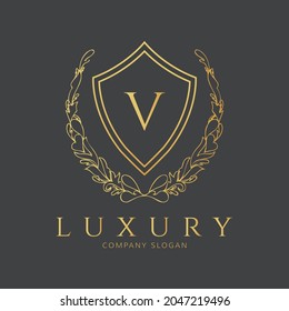 Luxury V letter logo design