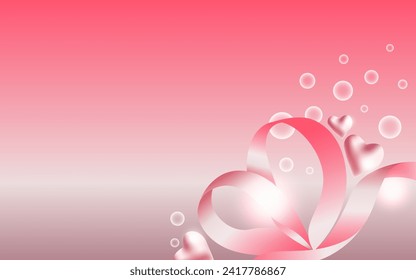Luxury Valentine Background with Ribbon Heart. a luxurious valentine with pink gradient background for print design, backdrop