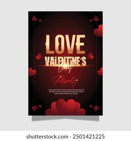 Luxury Valentine's Day Party Flyer Design with Red Heart