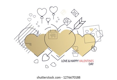 Luxury valentines greeting card. Vector illustration concept for background,greeting card,website and mobile website banner,party invitation card,social media banner, marketing material.
