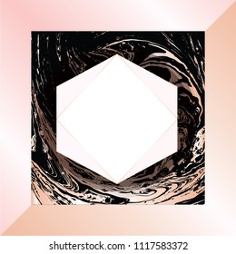 Luxury vector abstract background. Rose gold holiday background with geometric line design. Trendy template for design, party, invitation, web, banner, birthday, wedding card.