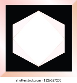 Luxury vector abstract background. Rose gold holiday background with geometric line design. Template for design, party, invitation, web, banner, birthday, wedding card.