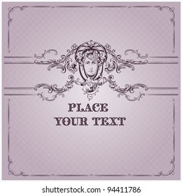 Luxury vector background with border in rococo style