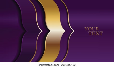 Luxury Vector Background. Bracket Design, Abstract Purple And Gold Lines Combination. Greeting Card, Banner, Landing Page, Presentation Background Etc. It Can Be Used For Things.