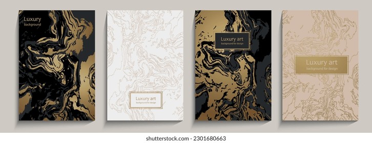 Colección de fondo vectorial de lujo, conjunto elegante de texturas de mármol con negro, oro, beige, patrón de lujo blanco para la cubierta, plantilla de invitación, tarjeta de boda, diseño de menú, portátil