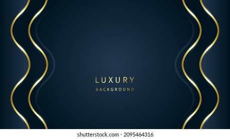 Luxury vector background. Gold lines on navy backdrop.