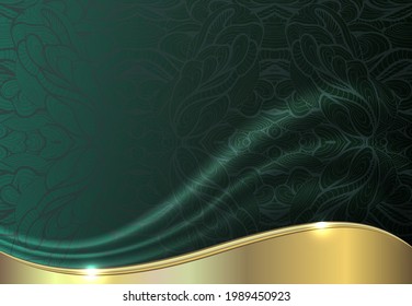 Luxury vector background. Gold pattern on a green background.