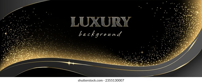 Luxury vector background with golden glow and dust, sparkles and stars. Postcard, web banner, greeting, invitational premium backdrop.