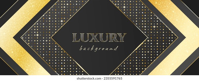 Luxuriöser Vektorhintergrund mit goldenem Licht, Funkeln und Sequenzen. Postkarte, Web-Banner, Gruß, einladende Premium-Hintergrund.