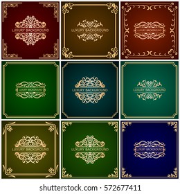 Luxury vector backgrounds pack with vintage square frames