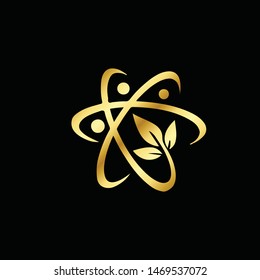 Luxury Vector of a earth and leaf logo combination. Planet and eco symbol or icon. Unique global and natural, organic logotype design template.