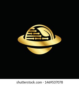 Luxury Vector of a earth and leaf logo combination. Planet and eco symbol or icon. Unique global and natural, organic logotype design template.
