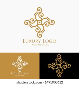 Luxury vector emblem in a circle shape with elegant. Classic elements. Can be used for logo ,invitation, menu, brochure