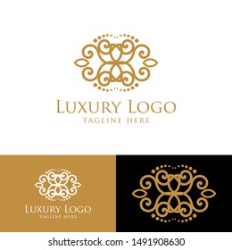Luxury vector emblem in a circle shape with elegant. Classic elements. Can be used for logo ,invitation, menu, brochure