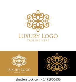 Luxury vector emblem in a circle shape with elegant. Classic elements. Can be used for logo ,invitation, menu, brochure