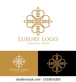 Luxury vector emblem in a circle shape with elegant. Classic elements. Can be used for logo ,invitation, menu, brochure
