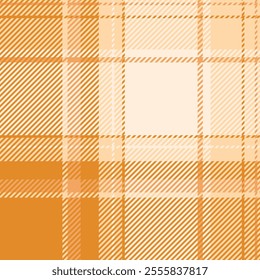 Luxury vector fabric check, large tartan texture seamless. Mosaic background textile pattern plaid in orange and antique white colors palette.