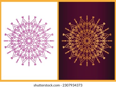 Luxury vector floral frame and card style pattern template. Mandala islamic marriage invitation card background. 