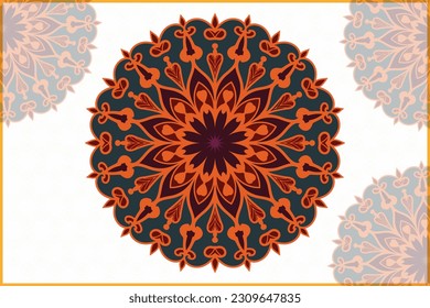 Modelo de patrón de cuadros florales vectoriales de lujo y estilo de tarjeta. Fondo de la invitación para matrimonio islámico de Mandala. 
