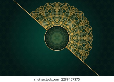 Plantilla de diseño de patrones de fondo de manala gráfica geométrica de lujo vectorial.  Estilo islámico árabe 