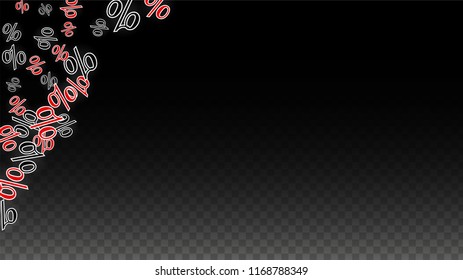 Luxury Vector Gold Percentage Sign Confetti on Transparent. Percent Sale Background. Business, Economics Print. Discount Illustration. Promotion Poster. Black Friday Banner. Special offer Template.
