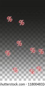 Luxury Vector Gold Percentage Sign Confetti on Transparent. Percent Sale Background. Business, Economics Print. Discount Illustration. Promotion Poster. Black Friday Banner. Special offer Template.