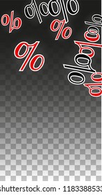 Luxury Vector Gold Percentage Sign Confetti on Transparent. Percent Sale Background. Business, Economics Print. Discount Illustration. Promotion Poster. Black Friday Banner. Special offer Template.