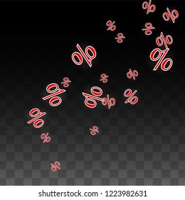 Luxury Vector Gold Percentage Sign Confetti on Transparent. Percent Sale Background. Business, Economics Print. Discount Illustration. Promotion Poster. Black Friday Banner. Special offer Template.