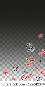 Luxury Vector Gold Percentage Sign Confetti on Transparent. Percent Sale Background. Business, Economics Print. Discount Illustration. Promotion Poster. Black Friday Banner. Special offer Template.