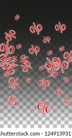 Luxury Vector Gold Percentage Sign Confetti on Transparent. Percent Sale Background. Business, Economics Print. Discount Illustration. Promotion Poster. Black Friday Banner. Special offer Template.